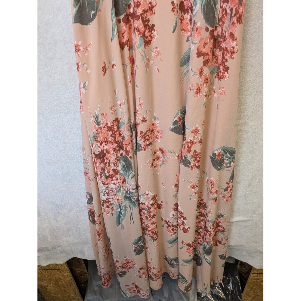 Lulus Maxi Dress Women's Small Peach Floral High Halter Neck Sleeveless Chiffon - Picture 3 of 11